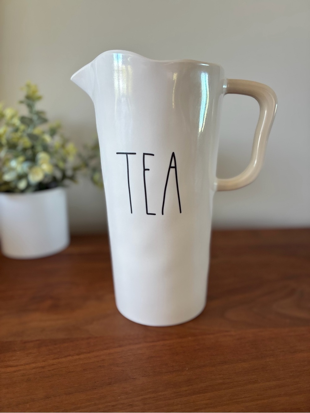 Rae Dunn TEA Melamine Pitcher White Farmhouse Cottage